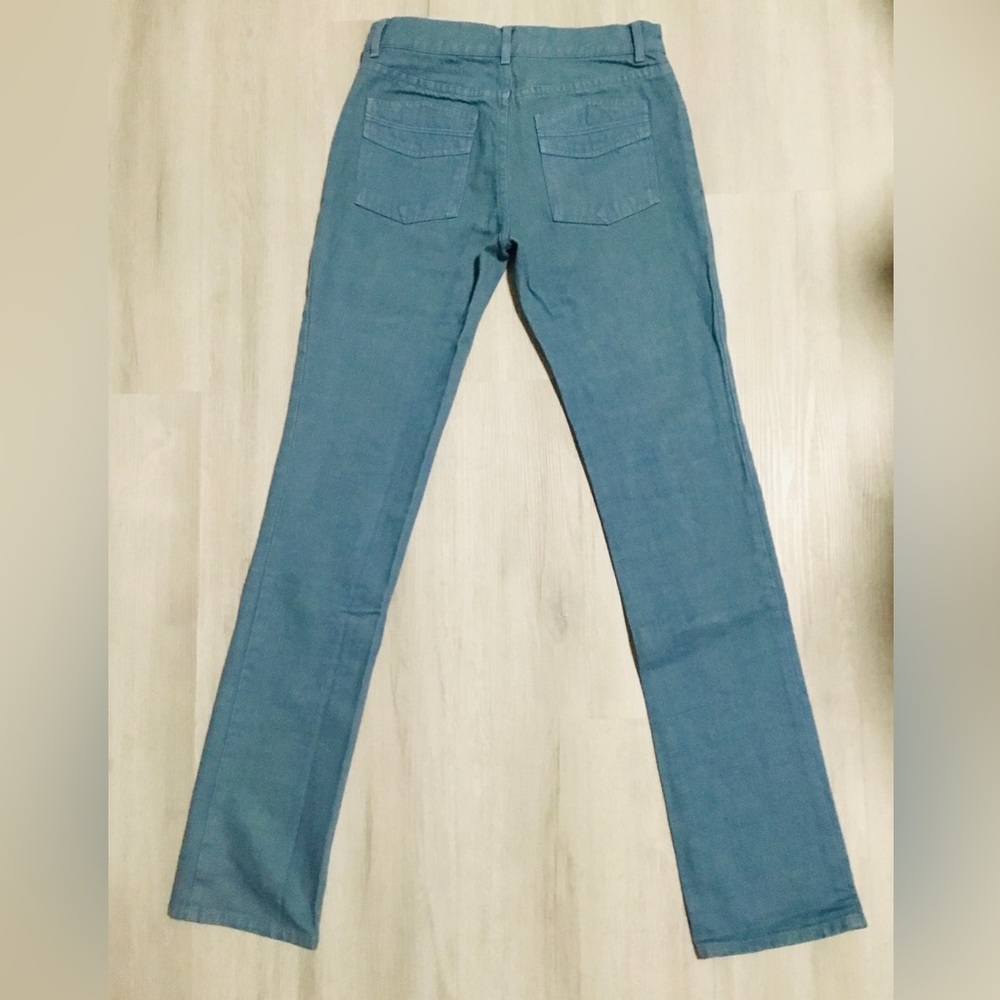 Marc Jacobs 70’s Blue Straight Leg Inverted Pockets Dyed Canvas Jeans Size 2